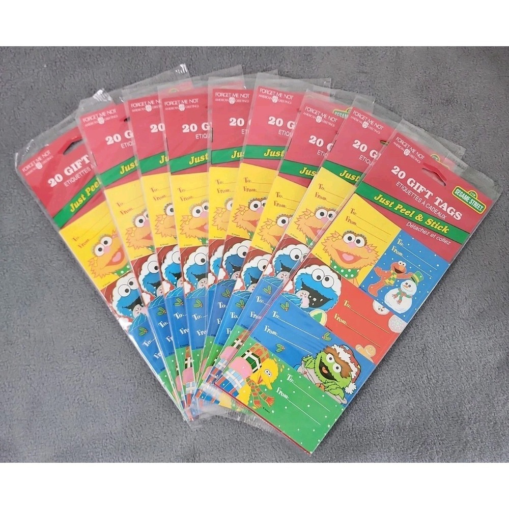 American Greetings Sesame Street Christmas Gift Tags 20 Peel & Stick 9 Sets NEW